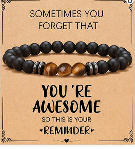 To My Bonus Dad Husband Soulmate Uncle With Paper <strong>Card</strong> Bracelet for Men Teen Boys Father's Day <strong>Christmas</strong> Gift Tiger Eye Stone - Product Image 5