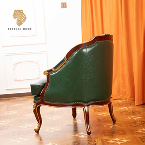 Divano Singolo in Pelle Stile Europeo Personalizzato di Fabbrica con Intagli Dorati per Soggiorno Divano Componibile <span class=keywords><strong>Antico</strong></span> Francese in Vera Pelle - Product Image 6