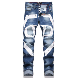 <span class=keywords><strong>Jeans</strong></span> da <span class=keywords><strong>Uomo</strong></span> in Denim con Stampa Digitale, <span class=keywords><strong>Vita</strong></span> Media, <span class=keywords><strong>Skinny</strong></span>, Slim Fit, 100% Cotone, Lavaggio Chiaro, Produzione OEM, Vendita all'Ingrosso - Product Image 1