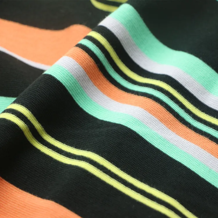 Cotton Spandex 1x1 Rib Cloth Knit Weft Organic Jacquard Yarn Dyed Strip Stripe Ottoman Elastic 1x1 Rib Knit Fabric for Garment