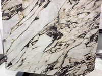 Dalles de luxe italiennes modernes en calcite Calacatta Viola polie et imperméable pour tables de salon avec design graphique