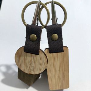 Custom Leather Wood <b>Key</b> Chain Rectangle Wood Laser Blanks <b>Key</b> <b>Ring</b> DIY Wooden Keychains for Souvenir Gift - Product Image 2