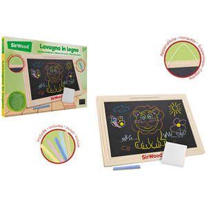 Pizarra de madera con tizas de colores/esponja - Product Image 1