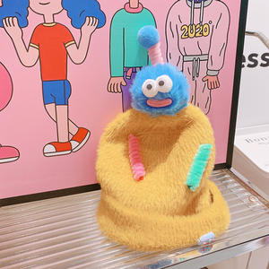 Automne et hiver mignon dessin animé enfants chaud oreille protection froid chapeau boule <span class=keywords><strong>de</strong></span> poils torsion bâton petite boule laine chapeau - Product Image 6