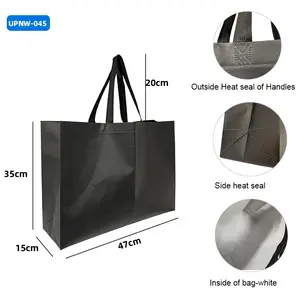 Custom Printing Recycled Folding Black Ultrasonic Non-woven Bag Heat Seal Ultrasound Non Woven Shopping Bag
