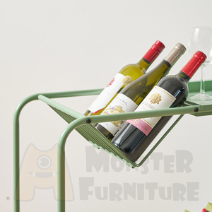 Rolling Cart Metal <b>Trolley</b> Cart <b>with</b> <b>Wheels</b> Mobile <b>Kitchen</b> Serving Cart Wine Rack Book Storage Cart Tempered Glass Top - Product Image 4