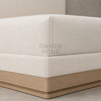 Lit en chêne massif moderne OAKEN avec panneaux en tissu, lit moelleux avec cadre plateforme, taille Queen ou King, meubles pour la maison