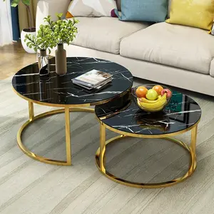 Oturma odası mobilya tasarımı modern altın bacaklar mermer merkezi sehpa