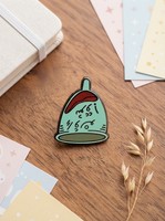 Badge en métal électroplaqué moderne et antique, motif cloche de dessin animé mignon, émail dur, visage drôle vert menthe, dessiné à la main, style Kawaii