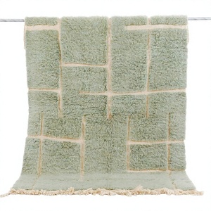 Beni ourain พรมผ้าคอตตอนสีเบจที่มีเอกลักษณ์ของโมร็อกโกพรมปูพื้นสีเบจ - Product Image 1