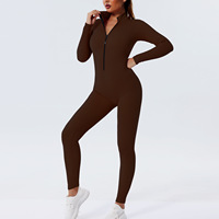 Combinaison de yoga moulante à manches longues pour femme, collection automne-hiver, séchage rapide, respirante, en Spandex/Nylon