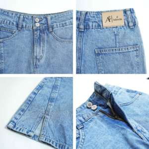 Minifalda vaquera Vintage azul claro 8849 diseño con paneles funda silueta Spandex/algodón/mezcla de bambú acabado lavado a la piedra - Product Image 2