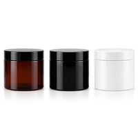 Bocaux en plastique PET ambré avec couvercle à vis noir, protection UV, conteneur cosmétique pour crème de soin de la peau, gommage corporel et facial