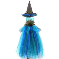 Costume pour fille, vêtement pour Halloween, de paon bleu, à bretelles, longue, Cosplay