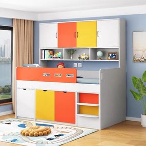 Cama infantil con escritorio, armario y escaleras para niños y niñas, muebles multifuncionales para habitaciones pequeñas - Product Image 1