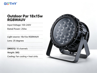 Projecteur LED extérieur puissant 24x15W RGBWAUV 6-en-1 DMX512 avec ventilateur de refroidissement et dissipateur thermique IP65 pour scène