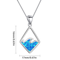Bijoux en argent sterling 925 série océan pendentif vague d'opale bleue pendentif opale pour femme