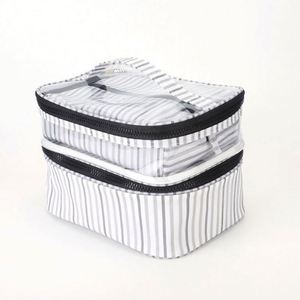 Sac de rangement de maquillage portable de voyage à grande capacité, double couche, transparent en PVC, sac de toilette pour femme, trousse de cosmétiques - Product Image 6