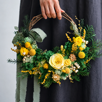 Couronne de fleurs séchées en rotin de vigne naturel bio style bohème pour décorations de Noël, Halloween, remise de diplômes, portes et fenêtres