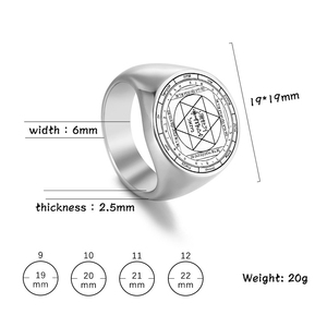 Anello in Acciaio Inossidabile R701 con Incisione del Dio Re del Cielo, Angelo Custode Nithael, Pentacolo del Re Salomone, Amuleto Kabbalistico - Product Image 5