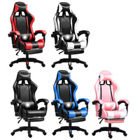 Chaises de jeu pour ordinateur en cuir réglables en hauteur avec repose-pieds, logo personnalisé, pour le bureau ou le jeu