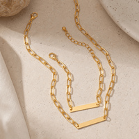 Ensemble collier et bracelet personnalisés gravés avec un nom, plaqué or 18 carats, chaîne en acier inoxydable de type trombone pour femmes, bijoux