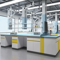 Table de travail de laboratoire en acier avec résine époxy chimique et cadre en C de conception moderne certifiée CE pour les écoles, les hôpitaux et les enseignants.