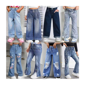 Pantalones Vaqueros de Algodón de Alta Calidad para Niños, Pierna Ancha, Diseños Rotos con Corazones y Mariposas, Estilos Surtidos para Niñas y Niños - Product Image 1