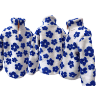 Offre Spéciale bébé filles chaud Sherpa hauts demi quart fermeture éclair automne hiver petits enfants fleur polaire épais pull veste