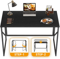 Table d'étude murale pliable en métal avec surface en bois, bureau d'ordinateur compact pour petits espaces