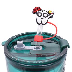 Al por mayor Tapones antipolvo de plástico suave con diseño de dientes de dibujos animados para pajitas, Adornos decorativos DIY para pajitas, Hebilla personalizada - Product Image 5