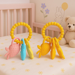 Baby <b>Silicone</b> Teething Ring Round <b>Beads</b> Food Grade Infants 0-24 Months Unisex - Product Image 1