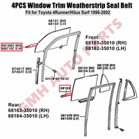 Kit de Baguettes d'Étanchéité Extérieures de Vitre de Porte pour 4Runner 1995-2002 et Ceinture de Porte pour Hilux Surf N180