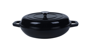 Casserole en <span class=keywords><strong>fonte</strong></span> émaillée de qualité <span class=keywords><strong>professionnelle</strong></span>, style français, peu profonde, avec couvercle - Product Image 2