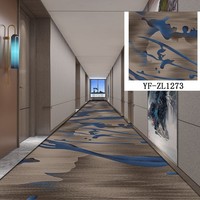 Flammhemmende Kommerzielle Hotel-Flur-Teppichboden-Serie Maschinell Gewebter Florfreier Teppich mit Blumenmuster aus Polyester