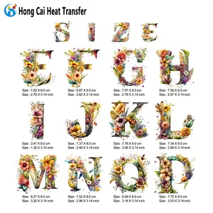 Camiseta com estampa de letras DTF de plástico Hongcai personalizada, pronta para imprimir, chapéu com capuz e roupas com desenho de flores e transferência de calor