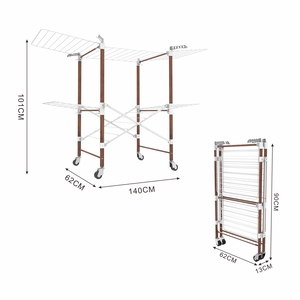 Colgador de ropa de lujo de 24m, estante plegable para secar ropa, secador de suelo de dos capas, caballo con rueda - Product Image 1