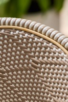 Chaise de salle à manger en osier de style français moderne, structure en aluminium, résistante aux UV, tressage en rotin PE, écologique, confortable, pour patio extérieur