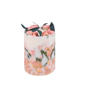 Vela Aromática de Cera de Soja con Flor Seca Cilíndrica, Decoración para el Hogar, Regalo de Boda, 1 Mecha, Color Rosa - Product Image 3