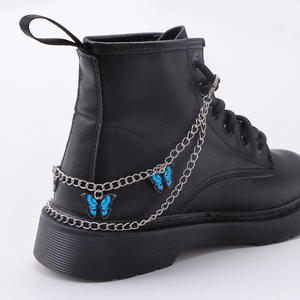 Double Layered Blue Butterfly Metal Shoe <b>Chain</b> For Women Martin <b>Boot</b> Decorations Accessory - Product Image 1