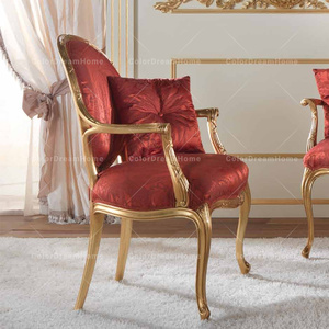 Juego de sofá de sala de estar vintage clásico europeo, sofá Seccional de madera de diseño simple con tela roja para uso doméstico - Product Image 3
