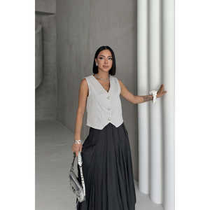 Women's Casual Buttoned <b>Vest</b> Woven <b>Denim</b> Fabric with Cotton Filling Autumn Outerwear Windproof Logo Decoration - Product Image 1