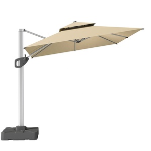 Parasol d'extérieur moderne et minimaliste en métal avec fonction rotative, grande auvent commercial pour terrasse et jardin en plein air - Product Image 5