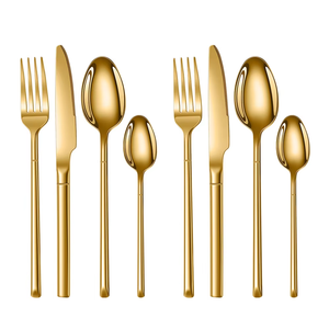 Offre Spéciale : Ensemble de Couverts Dorés en Acier Inoxydable – Couteau, Fourchette, Cuillère – Vaisselle Dorée et Argentée - Product Image 1