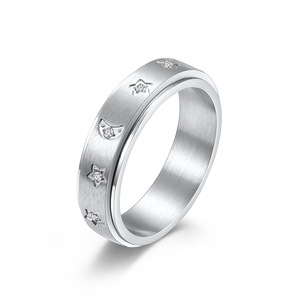 Anillo giratorio de acero inoxidable con incrustaciones de diamante, joyería con borde cruzado, para aliviar la ansiedad, descompresión, 2023 - Product Image 4