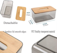 Distributeur de serviettes de table en bambou Porte-papier hygiénique Distributeur de serviettes Boîte à mouchoirs transparente Porte-serviettes avec couvercle en bambou