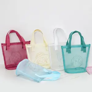 small fresh handbag cheap beach bags female mesh yarn cosmetic bag storage bag convenient swimming outdoor tote package