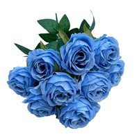 Bouquet de 9 roses artificielles multicolores en soie, vente en gros, fausses roses pour mariage, décoration de table, fête à domicile