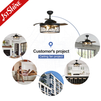 Ventilateur de plafond 1stshine 42 pouces rétractable, design en fer, flux d'air puissant, moteur silencieux à économie d'énergie, robuste, avec pales cachées