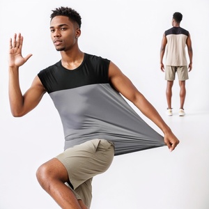 Wholesale Men's Athletic Polyester Bodybuilding Workout Fitness Shirts Hood Solid Stringer Design Washed Technique - Product Image 4